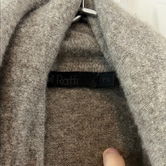 Raffi Greige Wool Yak Long Open Front Shrug with Waterfall Collar - Size Small - Picture 2 of 15